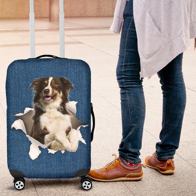 Border Collie Torn Paper Luggage Covers