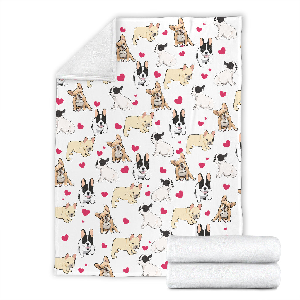 French Bulldog Heart Blanket