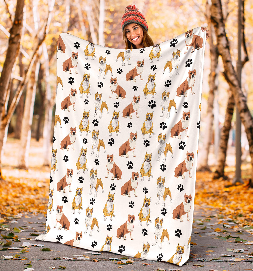 American Pit Bull Terrier Paw Blanket