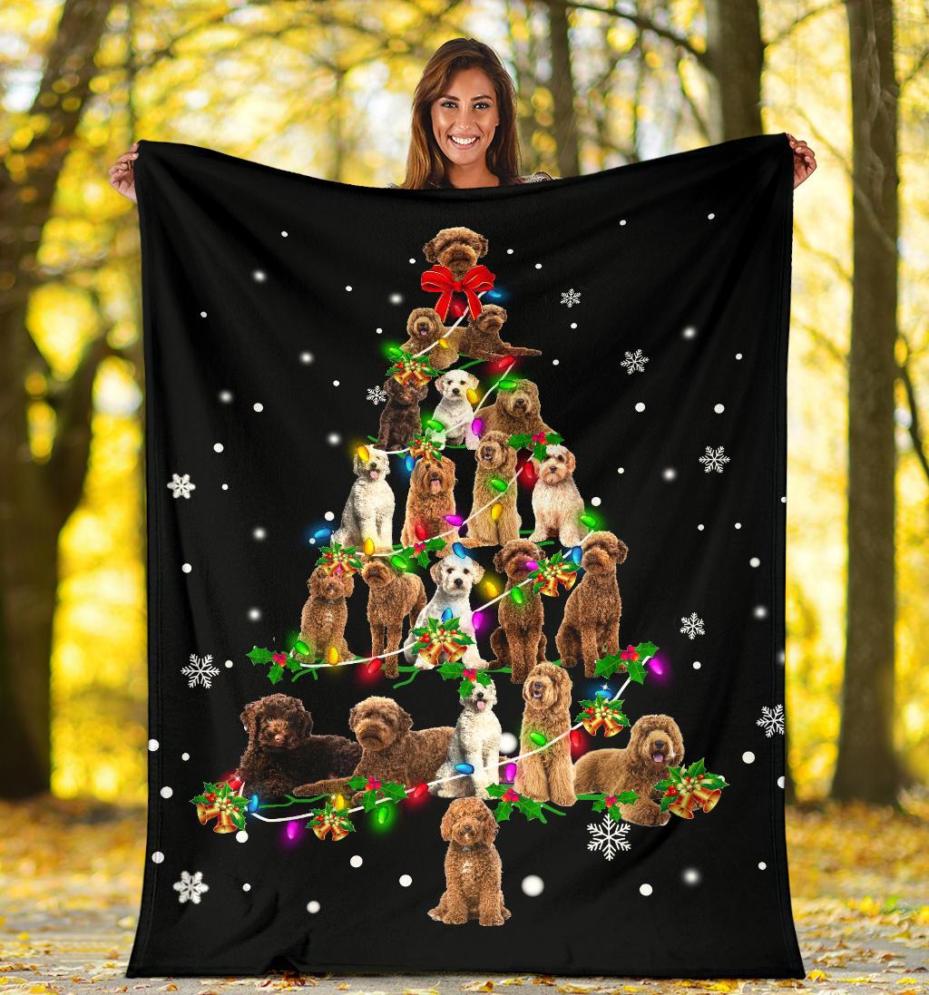 Labradoodle Christmas Tree Blanket