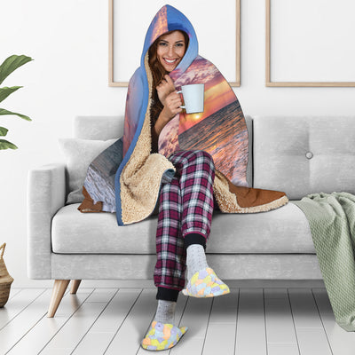 Beach Sunset Hooded Blanket