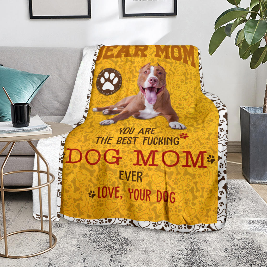 American Pit Bull Terrier-Dog Mom Ever Blanket