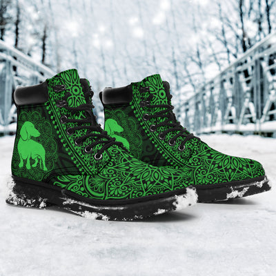 Dachshund Mandala Green All-Season Boots