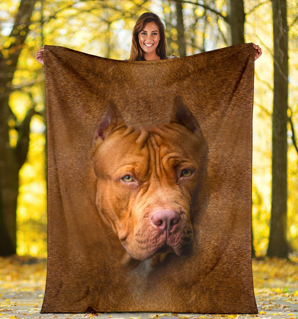 American Pit Bull Terrier Face Hair Blanket