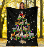 Llama Christmas Tree Blanket