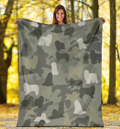 Bearded Collie Camo Blanket