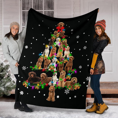 Labradoodle Christmas Tree Blanket