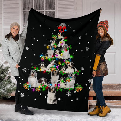 Polish Lowland Sheepdog Christmas Tree Blanket