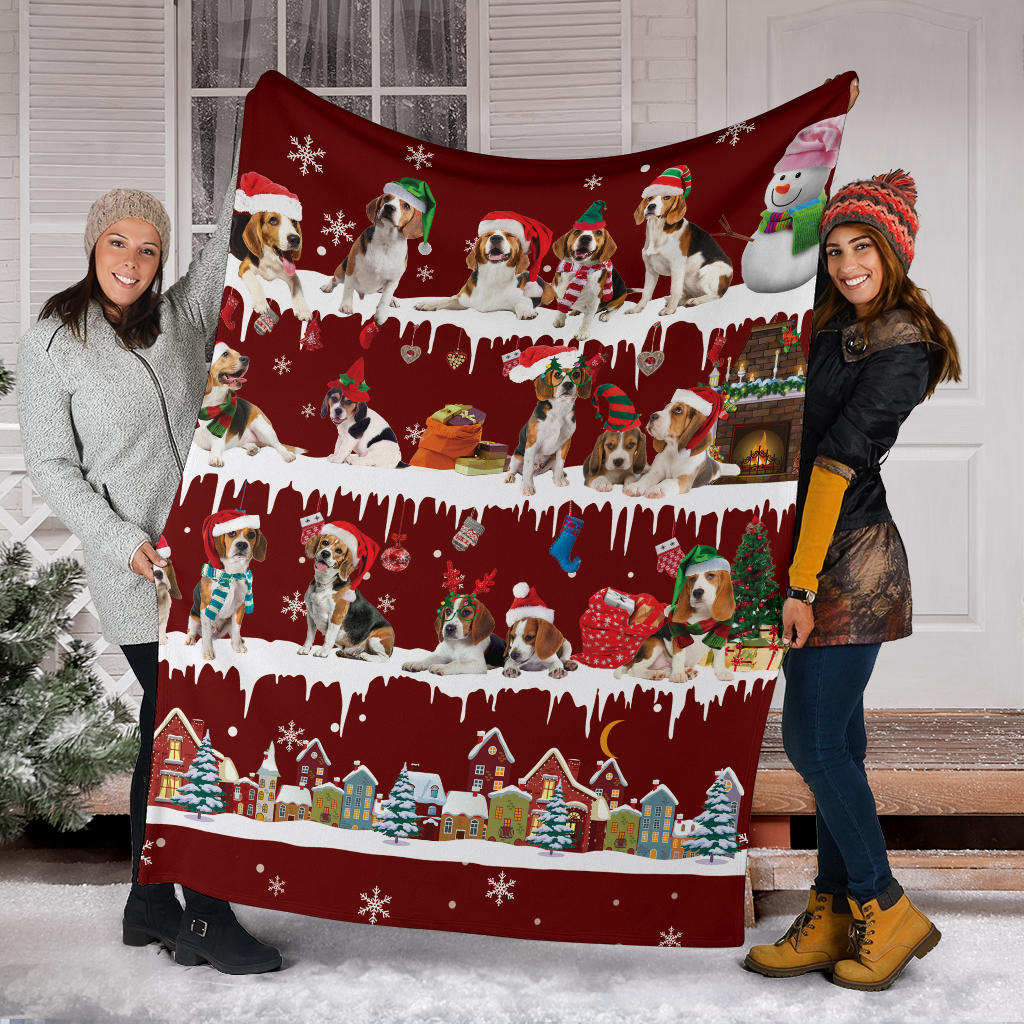 Beagle Snow Christmas Blanket