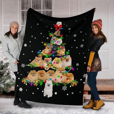 Pomeranian Christmas Tree Blanket