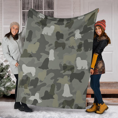 Bearded Collie Camo Blanket