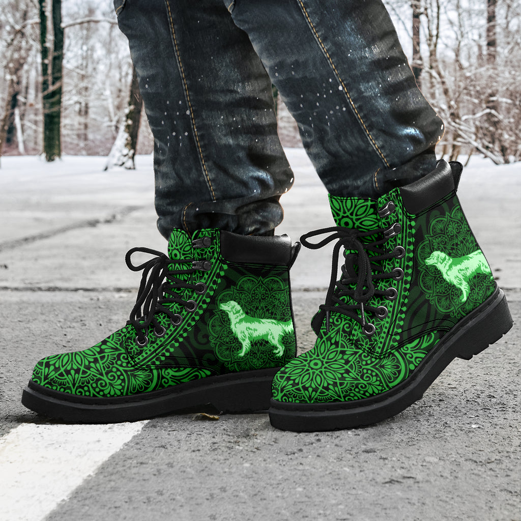 Golden Retriever Mandala Green All-Season Boots