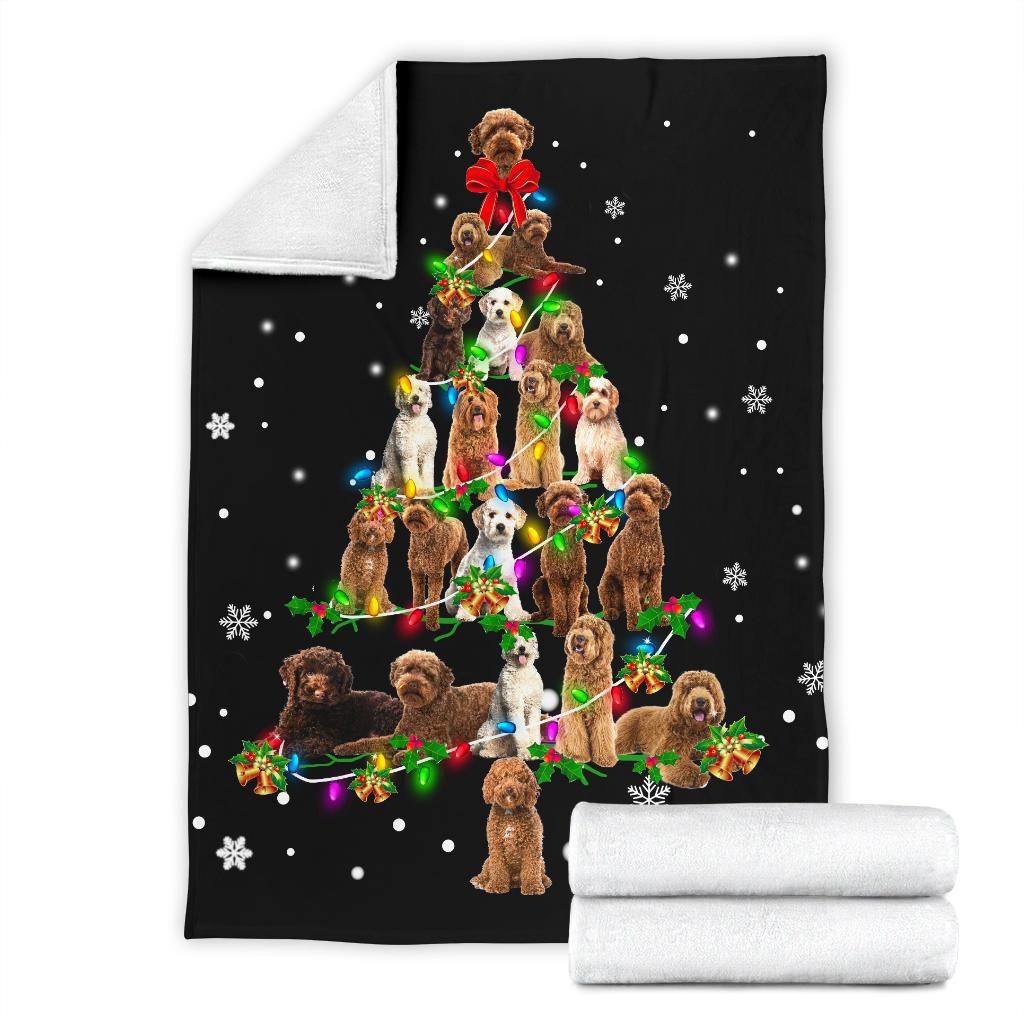 Labradoodle Christmas Tree Blanket
