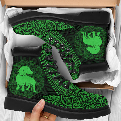 Dachshund Mandala Green All-Season Boots