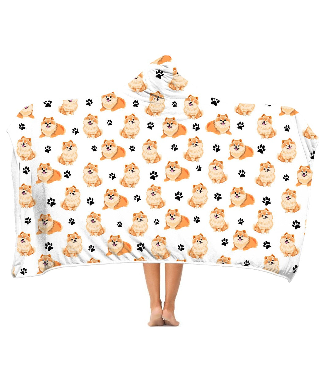 Pomeranian Paw Hooded Blanket