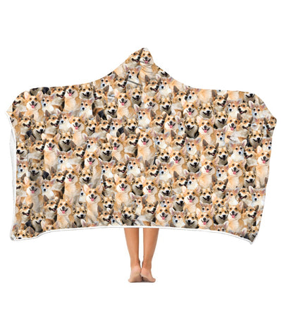 Welsh Corgi Full Face Hooded Blanket