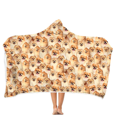 Pomeranian Full Face Hooded Blanket