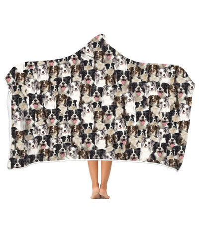 Border Collie Full Face Hooded Blanket