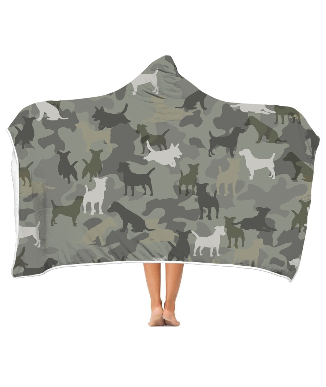 Jack Russell Terrier Camo 3D Hooded Blanket