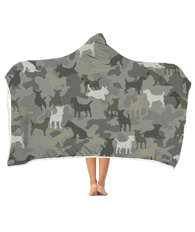 Jack Russell Terrier Camo 3D Hooded Blanket