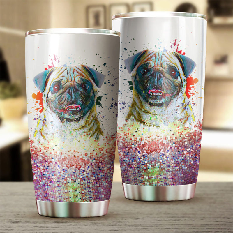 Pug Art Color Tumbler Cup